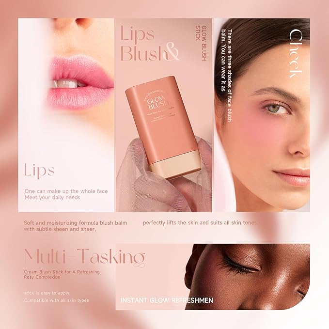 Cream Matte Blush Stick, 03# Red, Waterproof, Suitable for All Skin Tones