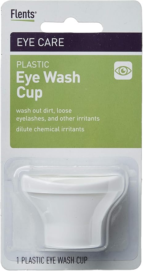Flents Eye Wash Cup, Reusable White Eye Rinse Aid for Cleaning Dirt, Loose Eyelashes, and Irritants, Gentle Eye Care Solution, Durable Plastic Design, Ideal for Home Use
