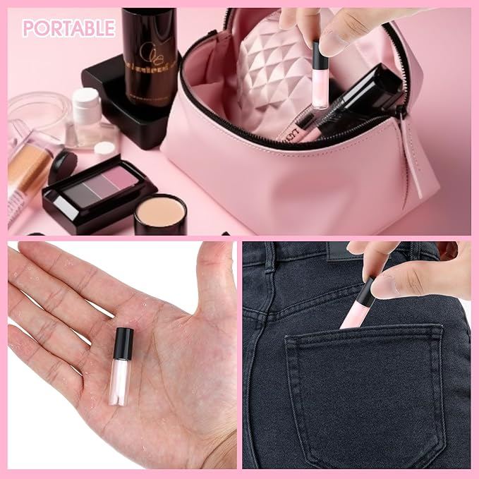 24 PCS Empty Lip Gloss Tubes, 1.2ml Clear Lip Gloss Tubes with Wand, Plastic Refillable Lip Balm Gloss Containers Clear Cosmetic Containers Bottles for DIY Makeup Lipgloss Making Kit(Black Cap)