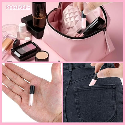 24 PCS Empty Lip Gloss Tubes, 1.2ml Clear Lip Gloss Tubes with Wand, Plastic Refillable Lip Balm Gloss Containers Clear Cosmetic Containers Bottles for DIY Makeup Lipgloss Making Kit(Black Cap)