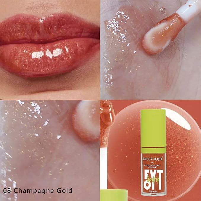 Lip Oil Pack- 5 Colors Tinted Lip Glow Oil Set Plumping Lip Oil Hydrating Transparent Moisturizing Lip Gloss Kit Gift for Girl Women Lip Makeup Care