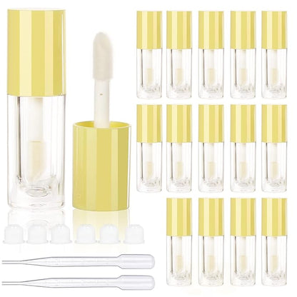 COSIDEA 14pcs Empty 6ml big brush lip gloss tubes for DIY lip gloss,yellow lipgloss containers