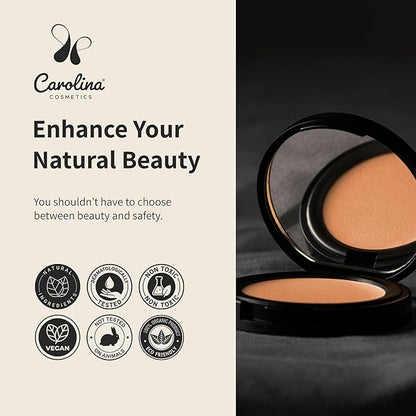 Pressed Powder Bronzer in Caro In Cairo Shade Plant-Based - Matte Finish - Vegan, Non-GMO - Rice Powder, Jojoba Oil - 0.42 oz