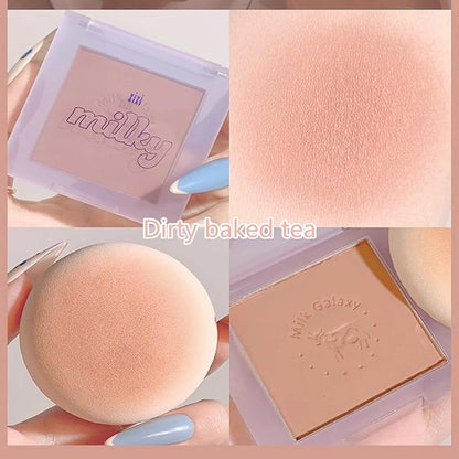 Blush Palette, Milk Galaxy Soft Mist Blush Monochrome Blush Palette Matte Vitality Nude Makeup Rouge Repair Blush Portable Daily Light Makeup Pink Tender Girl Beautiful Woman (Dirty baked tea)