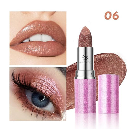 Multichrome Metallic Lipstick with Diamond Shimmer - Chameleon Color Shift Lip Gloss for 3D Dimensional Lips, Long-Lasting Day to Night Wear, 2-Pack