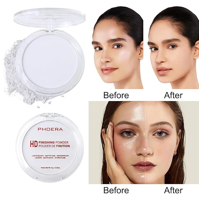 PHOERA Foundation Pressed Face Powder, Soft Focus Setting Powder, Silky Powder For Creating Without Shine, Smooths Pores & Lines, Up to 24H Wear Oil Control,0.28 Oz (003 Mint Green)