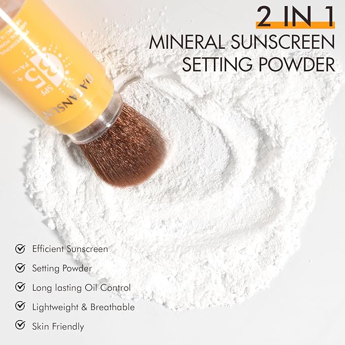 2 IN 1 Powder Sunscreen For Face【SPF 35】【Oil Control】【Lightweight】 Matte Finish Mineral Sunscreen Setting Powder For All Skin, 04-Medium