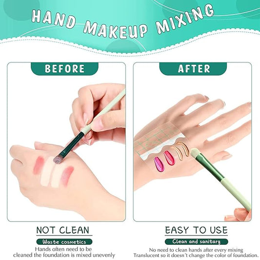 100pcs Hand Palette Sticker, PU Film Transparent Waterproof Self Adhesive Makeup Hand Palette for Professionals Beginners