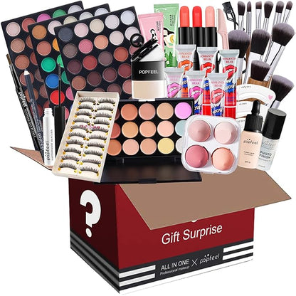 Professional Makeup Set - Full Cosmetic Kit with Makeup Bag, Eyeshadow Palette, Makeup Brushes, Lipstick, Lip Gloss, Foundation, Concealer, 50pcs