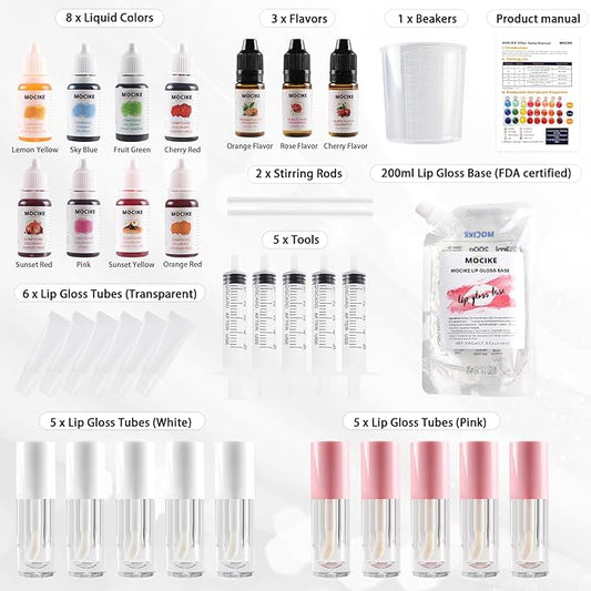 MOCIKE DIY Lip Gloss Making kit for Girl Gifts - 37 PCS DIY Lip Gloss kit Make Your Own Lip Gloss