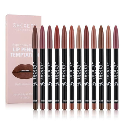 24 pieces lip liner set, matte non-stick cup matte lipstick lip liner set women's lip liner,Valentine's Day gift (SetA, SH012X+N)