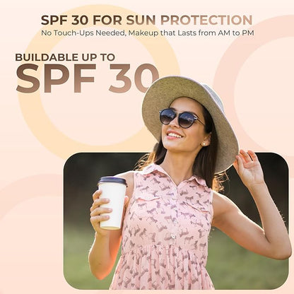 4pc Full Size Kit (Beige Shade) Mineral Makeup Matte Translucent Loose Foundation + Kabuki Brush + Concealer + Finishing Setting Powder + Bare Face Full Coverage SPF 30 All Skin Types Waterproof