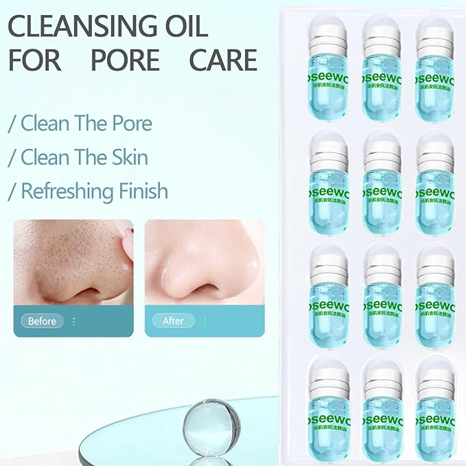 20PCS Mini Clensing Oil for Face, Jojoba & Camellia Oil Makeup Remover Travel Size, Lightweight Softening Soothing Gentle for All Skin Types, Individually Packaged Units, 2ml x 20 Capsules