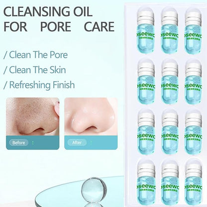 20PCS Mini Clensing Oil for Face, Jojoba & Camellia Oil Makeup Remover Travel Size, Lightweight Softening Soothing Gentle for All Skin Types, Individually Packaged Units, 2ml x 20 Capsules