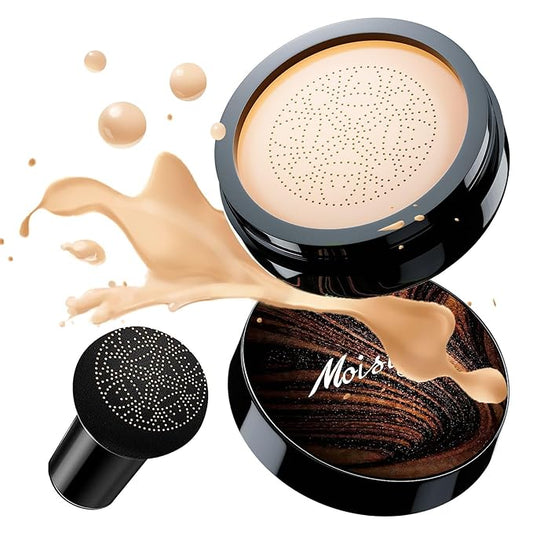 Mushroom Head Air Cushion CC Cream for Women Skin Concealer Brighten Long-Lasting Face Makeup Gold Packaging，Strong Concealer, Waterproof & Oil Control (Natural)
