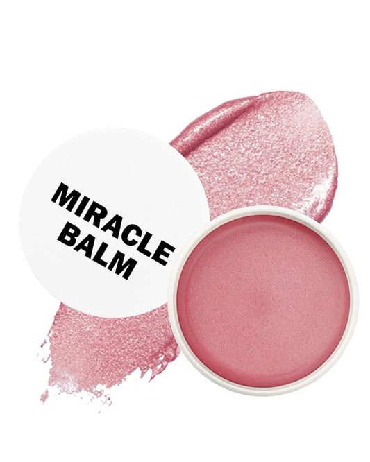 Miracle Glow Balm - Hydrating Tinted Cream Blush, Multi-Use Glow Face Balm Makeup for Cheek & Eye & Lip Tint, Creamy Lightweight Blendable Shimmer Blusher, Radiant Skin Finish, 04# Pink Camellia