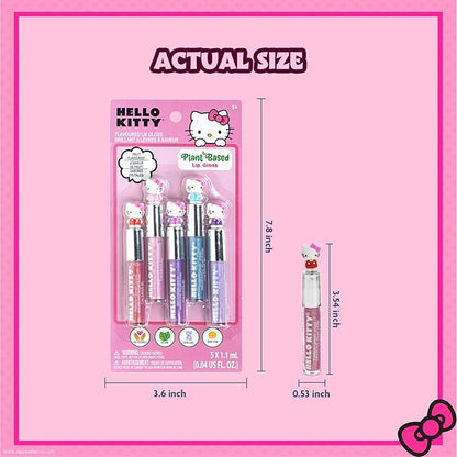 Townley Girl Hello Kitty 5 Pc Plant Based, Moisturizing Lip Gloss Makeup Set for Girls Kids Toddlers, Perfect for Parties Sleepovers Makeovers Birthday Gift for Girls 3 Yrs+