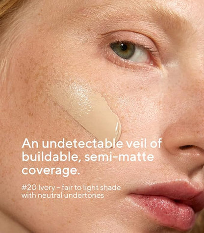 MÁDARA Organic Skincare |SKINONYM Semi-Matte Peptide Foundation, #20 IVORY, 30ml – Boosted by collagen-supporting peptides, Semi-matte finish, Adapts to the skin's texture, Ecocert certified.