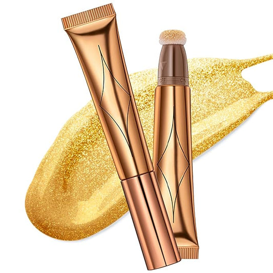 Highlighter Beauty Wand, Liquid Face Highlighter Stick with Cushion Applicator, Long Lasting Smooth Natural Matte Finish, Lightweight Blendable Super Silky Cream Highlighter Stick (05# Highlighter)