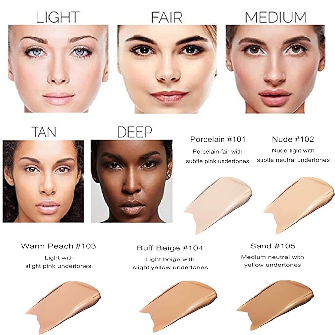 PHOERA Full Coverage Foundation - Flawless Concealer, Matte Oil Control, Long Lasting Moisturizing Base Liquid Cover Cream, Colour Changing for Women & Girls