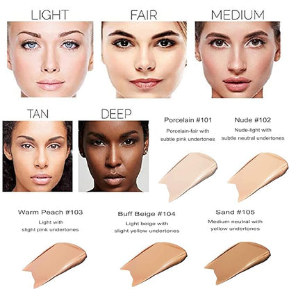 PHOERA Full Coverage Foundation - Flawless Concealer, Matte Oil Control, Long Lasting Moisturizing Base Liquid Cover Cream, Colour Changing for Women & Girls