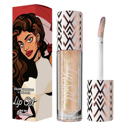 Boss Up Color Changing Lip Oil, Shimmering Temperature Color Changing Lip Gloss Tinted Lip Stain, Long Lasting Nourishing Moisturizing Lip Glow Oil for Lip Care (01#)