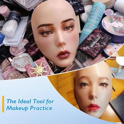 Silicone Makeup Practice 5D Face Board, Reusable Beginners to practice eyesmakeup Face Eyes Silicone False Cosmetologist,Real Person Training Model for Self-Study and Beginners or Makeup Artist Show