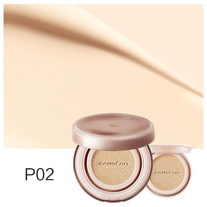 Moisture Air Cushion Cream Face Foundation Makeup, Lightweight, Full Dewy Coverage, Builable Glow, Finish Foundation with Hyaluronic acid, P02 Fair For Dry Skin (Refill Included)