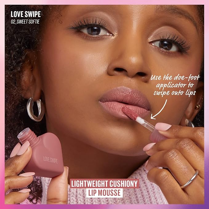 Kaja Lip & Blush Glazed Keychain Stain - Jelly Charm 02 Squeeze Guava + Lip Mousse - Love Swipe 04 Swipe Right, 0.22 Oz Bundle