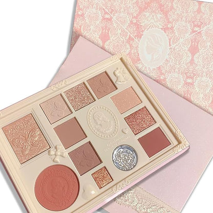 12 Color Embossed Eyeshadow Palette - Warm Pink Tones with Shimmer & Matte Finishes, Highly Pigmented, Long-Lasting, All-in-One Makeup Palette for Day & Night Looks