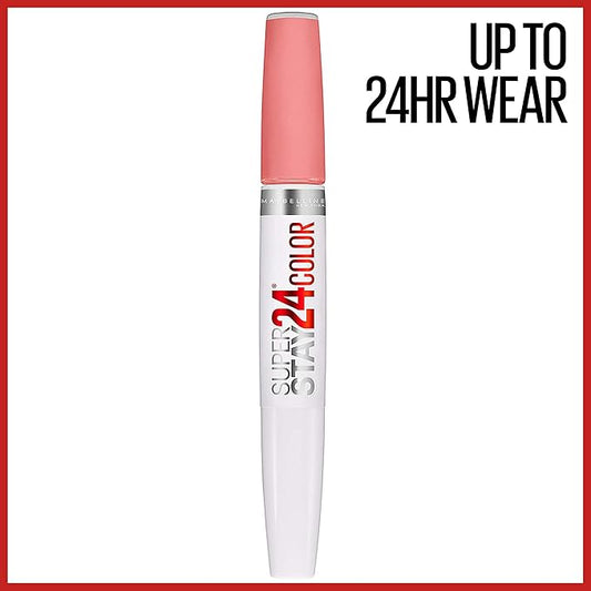 Maybelline Super Stay 24, 2-Step Liquid Lipstick Makeup, Long Lasting Highly Pigmented Color with Moisturizing Balm, All Night Apricot, Nude Orange, 1 Count