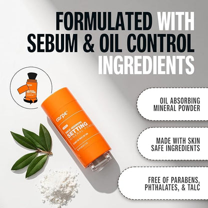 Carpe ~NEW~ Sweat Absorbing Translucent Mineral Powder - Mess-free Loose Powder Makeup That Controls Oil & Sweat Shine - Makeup Setting Powder For Oily Skin - Matte Finish Gentle on Skin