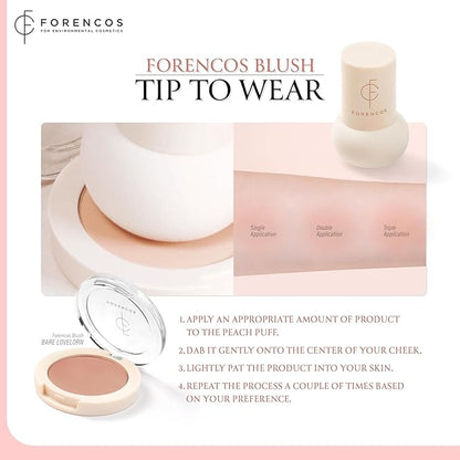 Forencos Matte Blush Set (Puff Included), Long Lasting Korean Blush Power, Zero Sebum Shine, Flawless Finish, Easy Blending, Lightweight & No Cakey Residue (BARE LOVELORN)