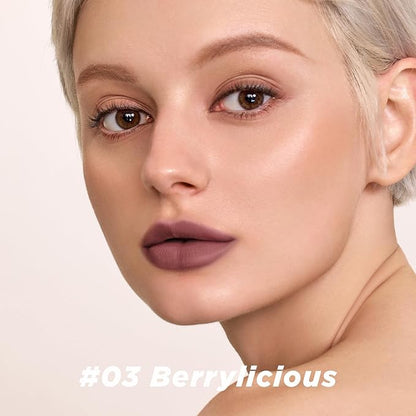 ITY Velvet Matte Finish Lip Stain-Mousse Textured Lip Clay, Nude Shade, Conceals Lip Lines, Rich Pigment Lip Tint Lipsticks, 0.14 oz (4g) in Berrylicious