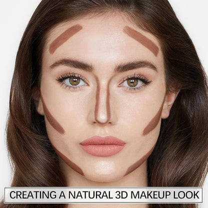 Dual-Ended Contour Stick, Matte Face Shaping & Highlighter Stick, Waterproof Bronzer Pen, Non-greasy, Create a Lightweight Finishing Makeup