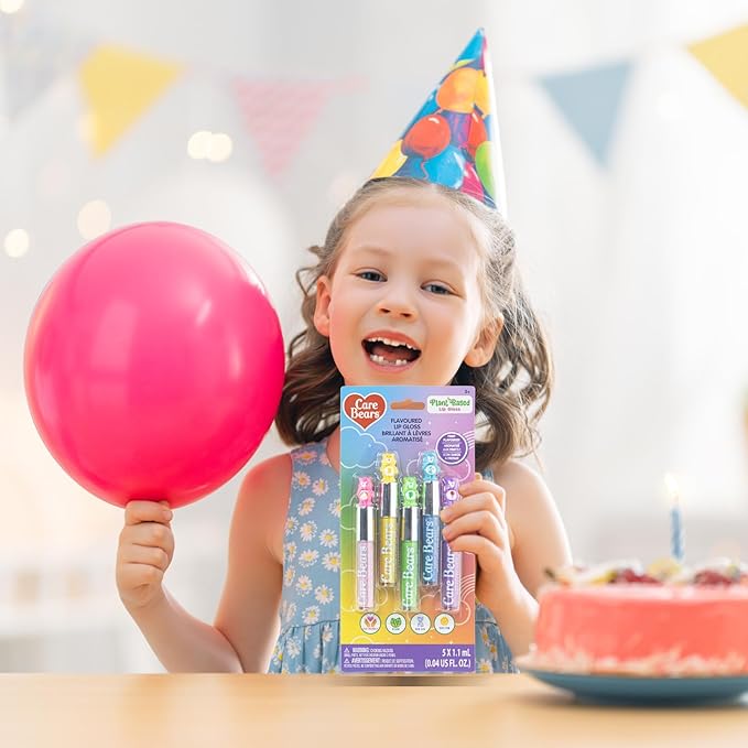 Care Bears 5 pcs Flavored Lip Gloss for Kids | Non-toxic & Vegan Makeup | Birthday Gifts for Ages 3 by Townley Girl