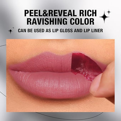 LANGMANNI Long-Lasting Peel Off Lip Liner Set, Waterproof & Smudge-Proof Matte Lip Liners Gift Makeup For Girls（#2）