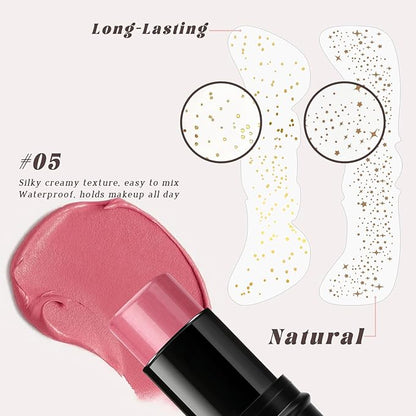 Cream Blush Stick Freckle Tattoo Sunkissed Makeup Set, Waterproof Buildable Lightweight Solid Blush for Cheeks Lip Eyes Matte Finish, 3 PCS Natural Temporary Fake Freckle Patches Stickers