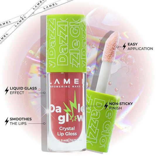 Dazzle Glow Crystal Clear Lip Gloss - Hydrating Lip Gloss - Non Sticky Lip Gloss - Colored Lip Gloss - Lip Gloss Color - Mini Lip Gloss - Moisturizing Lip Gloss - №403 Fancy