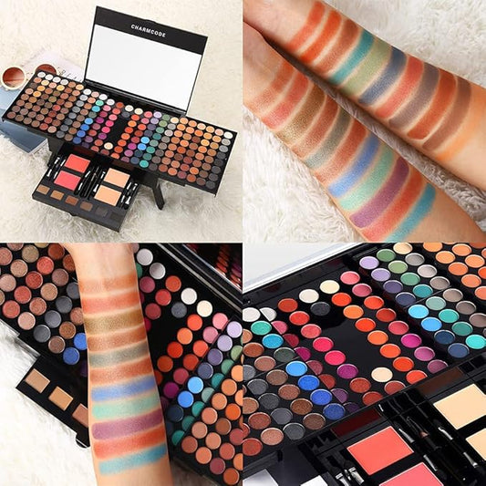 190 Colors Cosmetic Make up Palette Set Kit Combination with Eyeshadow Facial Blusher Eyebrow Powder Face Concealer Eyeliner Pencil A Mirror All-in-One Makeup Gift (Multicolor)