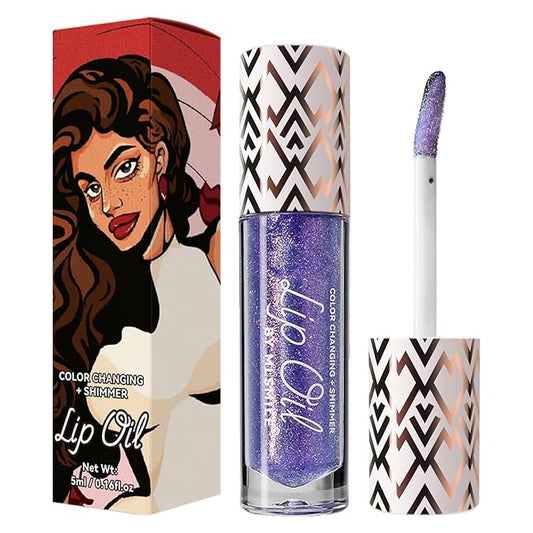 Boss Up Color Changing Lip Oil, Shimmering Temperature Color Changing Lip Gloss Tinted Lip Stain, Long Lasting Nourishing Moisturizing Lip Glow Oil for Lip Care (03#)