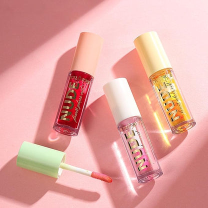 4 Pcs Fruit Color Changing Lip Gloss Lipstick Set,Temperature Color Changing Lip Oil Tinted Lip Stain Lip Balm, Long Lasting Moisturizing Lip Glow Oil for Lip Care, Coconut Strawberry Orange Apple