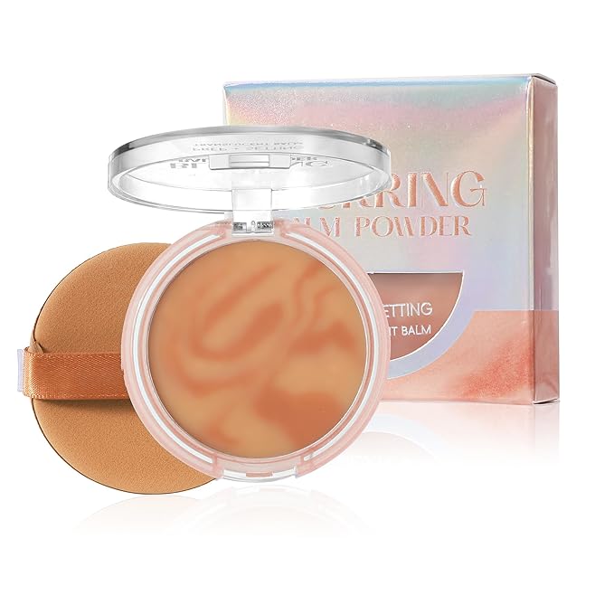 Poreless Blurring Balm Setting Powder, Oil Control Matte Pressed Powder Free Jelly Texture Face Makeup Skin-friendly Waterproof Long-Lasting Finishing Lightweight Setting Powder, #03 Orange