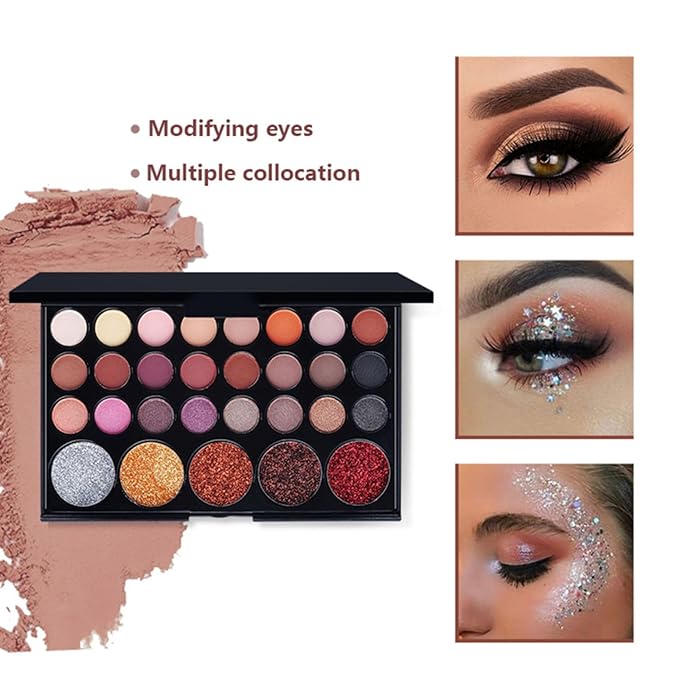 Pure Vie All-in-One Holiday Gift Surprise Makeup Set Essential Starter Bundle Include Eyeshadow Palette Lipstick Concealer Blush Mascara Eyeliner Face Powder Lipgloss Brush - Full Makeup Kit for Women