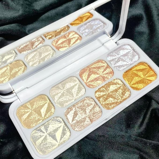 8 Colors Highlighter Makeup Palette, Face Highlighter Powder Palette Long Lasting Glitter Face Makeup Highlighter Powder Iluminadores de Maquillaje for Face Highlighters & Luminizers