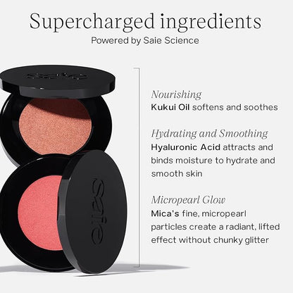 Saie Glow Sculpt Multi-Use Highlighter + Cream Blush Refill - Lightweight with Hyaluronic Acid + Micropearl for Radiant, Glowing Skin - Quartzglow (.02 oz)