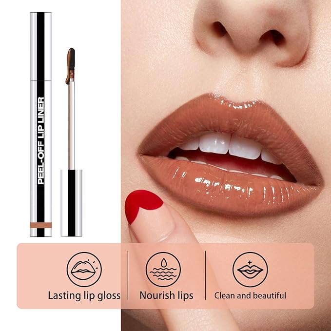 EMRYNE Matte Liquid Lip Gloss Stain - Emryne Lip Stain Peel Off, Brown Lip Stain, Moisturizing Long Lasting & Waterproof Transfer-Proof Lip Liner (#02, 1 Ounce (Pack of 1))