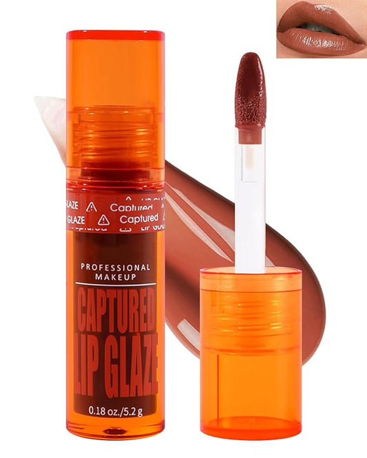Tinted Lip Gloss-1Pcs Hydrating Non-Stick Nude Brown Lip Tint Stain Liquid Lipstick,Glow Reviver Lip Care Oil Lipstain,Longlasting Waterproof Moisturizing Lipgloss,Makeup Gift for Women-06