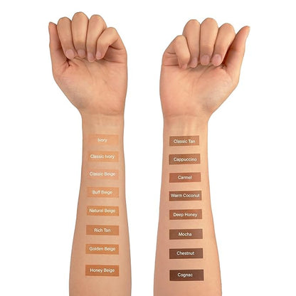 Ruby Kisses Natural Full Coverage 3-In-1 Stick Foundation. Easy to Apply, Hydrating, Lightweight, Long Lasting, Concealer and Contour Stick for Face Makeup (Cappuccino)