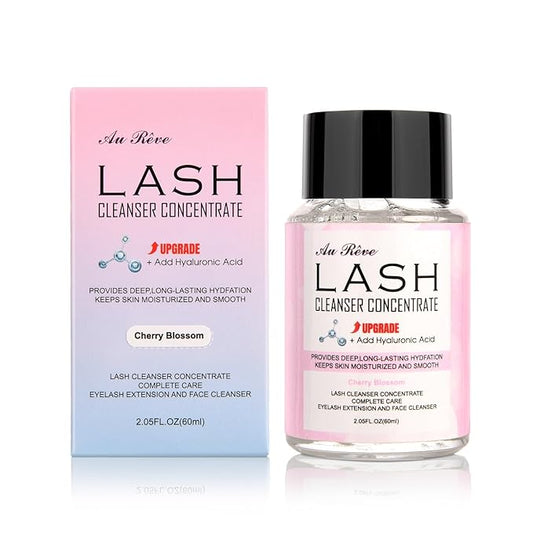Lash Shampoo Concentrate 60ml Lash Cleanser Concentrate Add Hyaluronic Acid Oil-Free Lash Extension Shampoo Perfect for Salon，Cherry Blossom